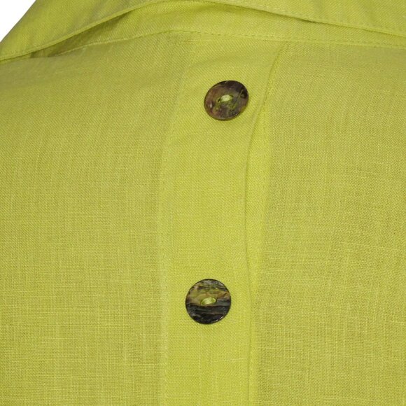 Click by Colour Me Cotton 100% Linen Green 3/4 Sleeve Tunic Top Size Small - Picture 4 of 10